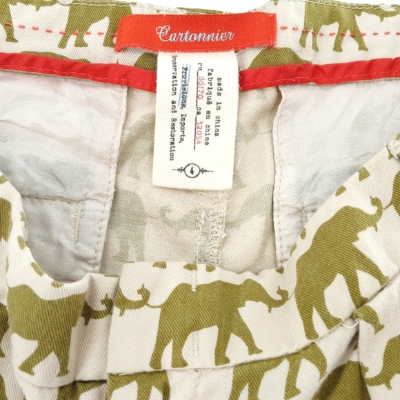 Anthropologie Cartonnier‎ Safari Elephant Print Cuffs Shorts - Picture 4 of 10